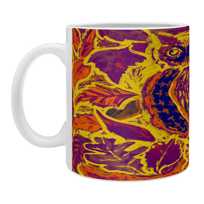 Grande tasse à café orange batik hibou Faustine