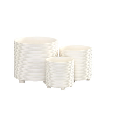 Pot rond en céramique blanc mat