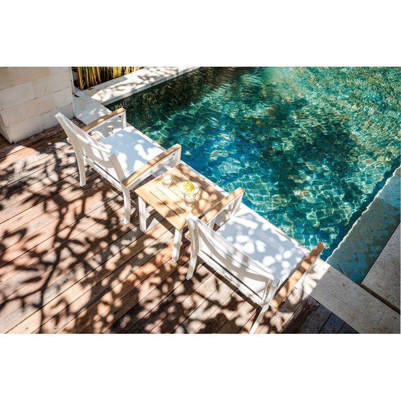 Soho 20" Teak Aluminum Outdoor Tall Square Side Table, White