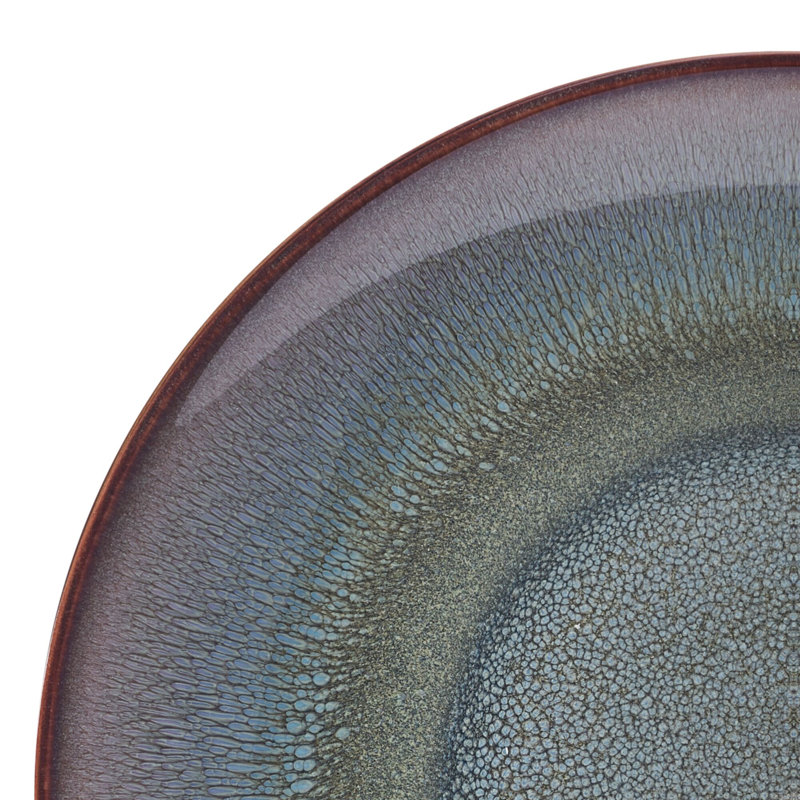 Mackensie Blue and Brown Ceramic 12-Piece Dinnerware Set