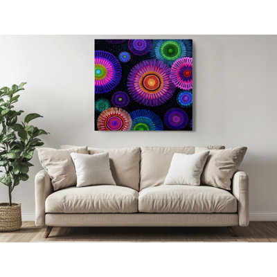Reproduction d'art abstrait sur toile, impression de toile moderne mauve et rose, motifs floraux colorés pour le salon