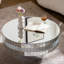 Table basse ronde en miroir argenté avec diamants écrasés - Centre de table moderne et luxueux en acrylique et verre
