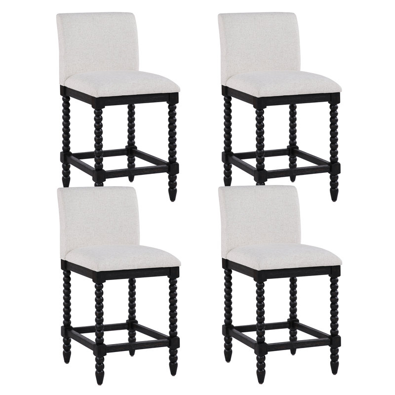 Tabouret de comptoir Tamami, Noir, 4, Blanc