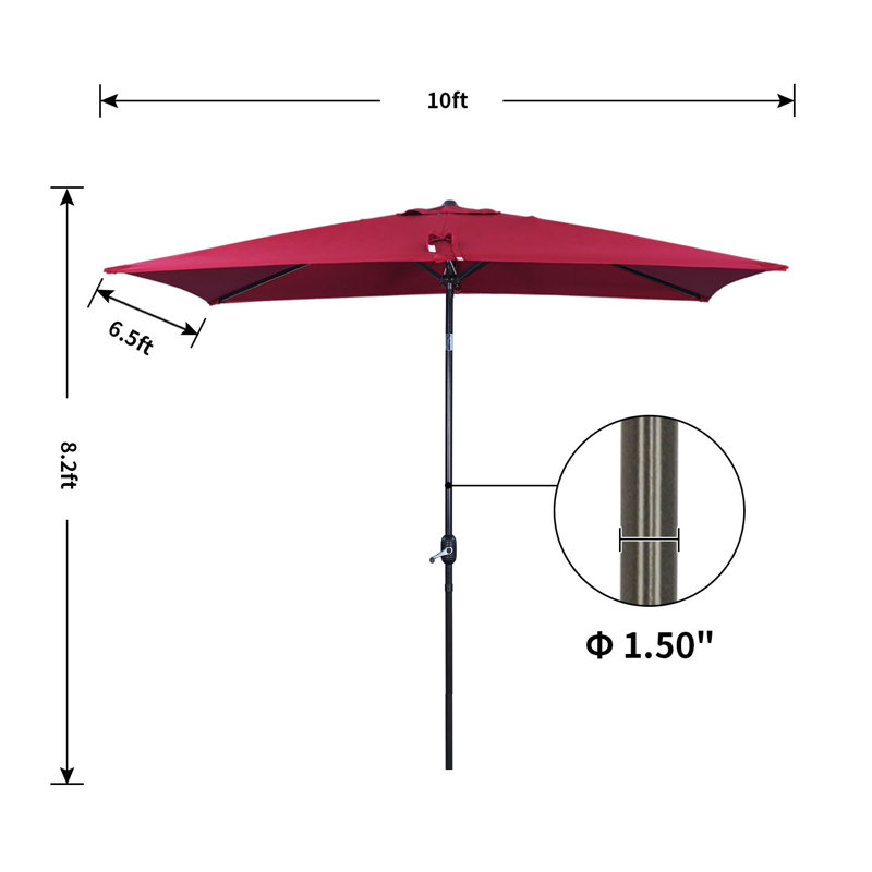 Parasol de marché rectangulaire 9 pi x 6,5 pi Matias, Rouge