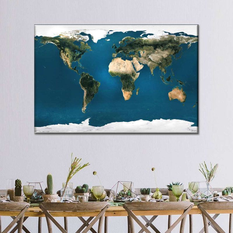 «Journey World Map», reproduction sur toile, H 24 po x l 36 po x P 1,25 po