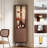 70" Height Corner Bar Cabinet with Wine Storage,Mid Century Modern Bar Cabinet with Glass Holder & Lights