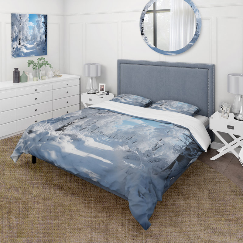 Ensemble de housse de couette Winter Frosty Forest IV Bedding, Housse de couette pour très grand lit et 2 très