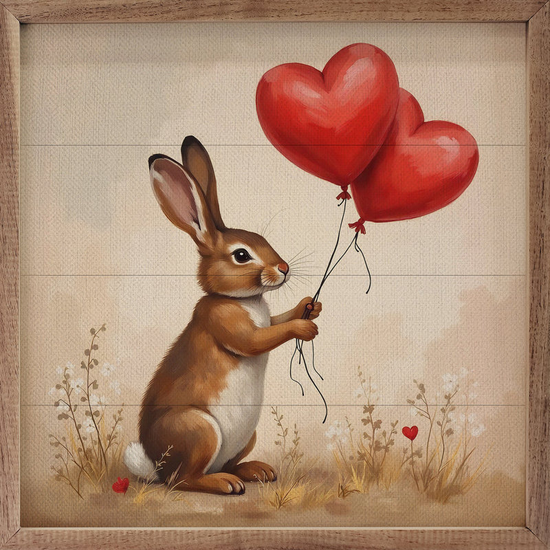 Lapin ballon rouge, H 4 po x l 4 po