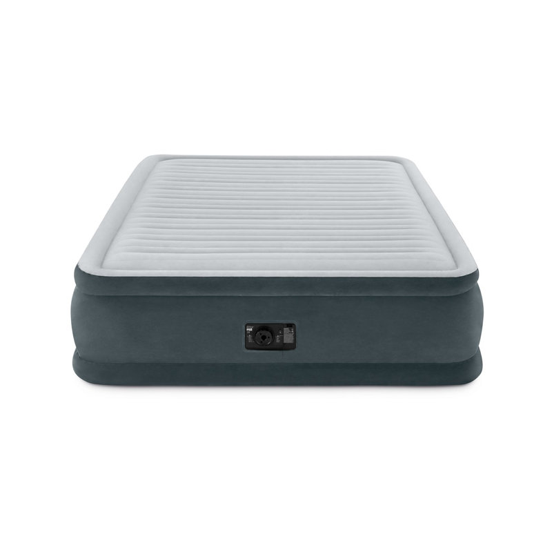 Comfort Plush Gray Queen Raised Air Mattress with Built-in Pump