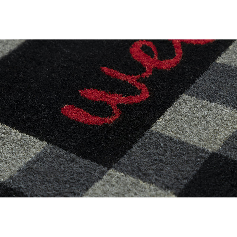 Buffalo Plaid Red and Black Coir Outdoor Doormat