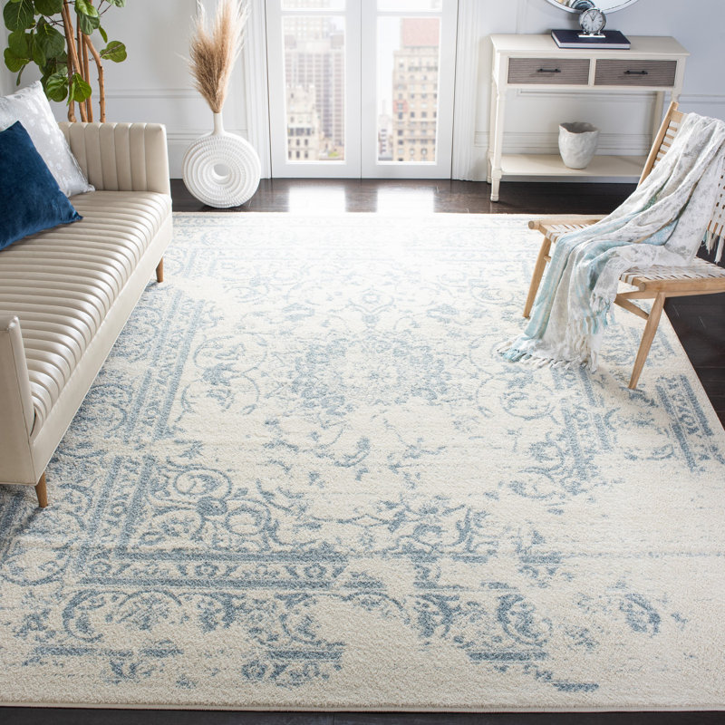 Tapis oriental ivoire / ardoise Nuss, Rectangle 6 pi x 9 pi