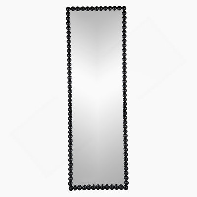 23" X 72" Full Length Mirror With Metal Beaded Frame, Rectangular Oversized Mirror For Living Room Bedroom, Black