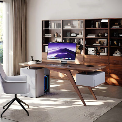 Bureau rectangulaire moderne en bois massif Minimalist