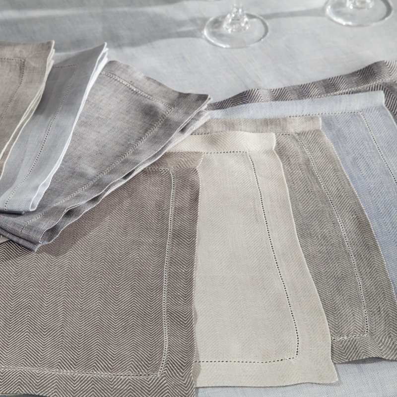Zebra Handmade Chevron Tablecloth, Cool Gray/Herringbone 