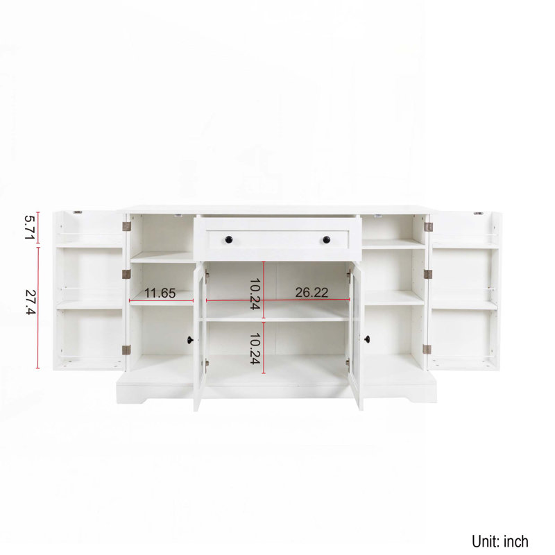 Buffet Cabinet with Storage, Modern Sideboard Buffet with Doors, Wood Coffee Bar Kitchen Storage Cabinet with Drawer and Adjustable Shelf