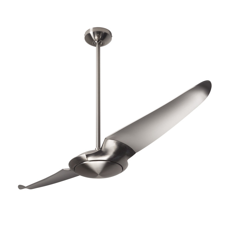 IC Air Downrod Ceiling Fan, Bright Nickel, Wall Control, Nickel