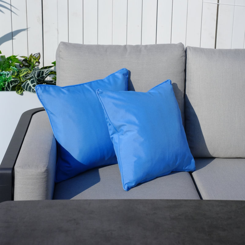 Outdoor Throw Pillow, 16.54" x 16.54" x 6.1", Solid Blue, Cotton