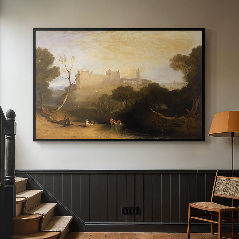 Palais de Linlith, c. 1807-J.M.W. Toile tendue avec châssis Turner, 26 x 40, Noir