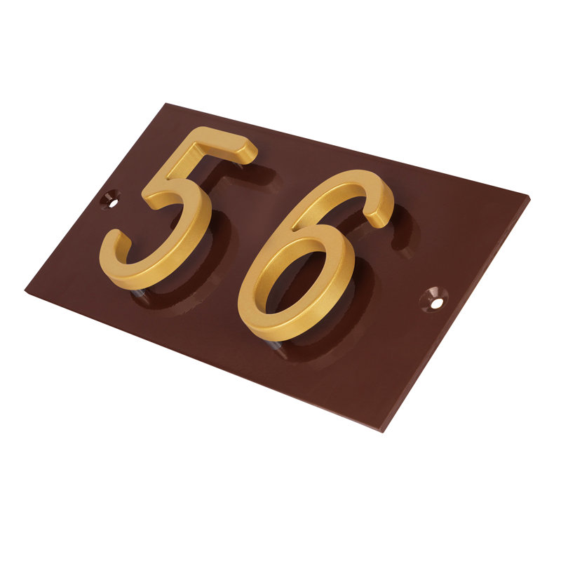 Plaque d'adresse horizontale flottante en aluminium Royal Shade - numéros de maison personnalisés à 2 chiffres pour des espaces intérieurs et extérieurs élégants