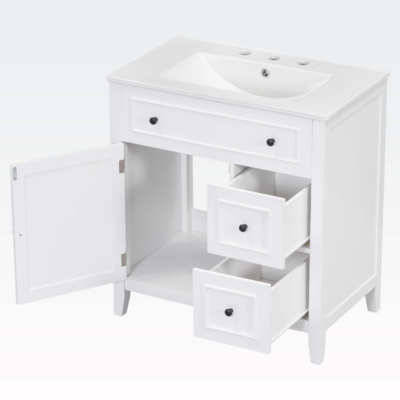 Meuble-lavabo 30 po avec comptoir d'évier, Blanc