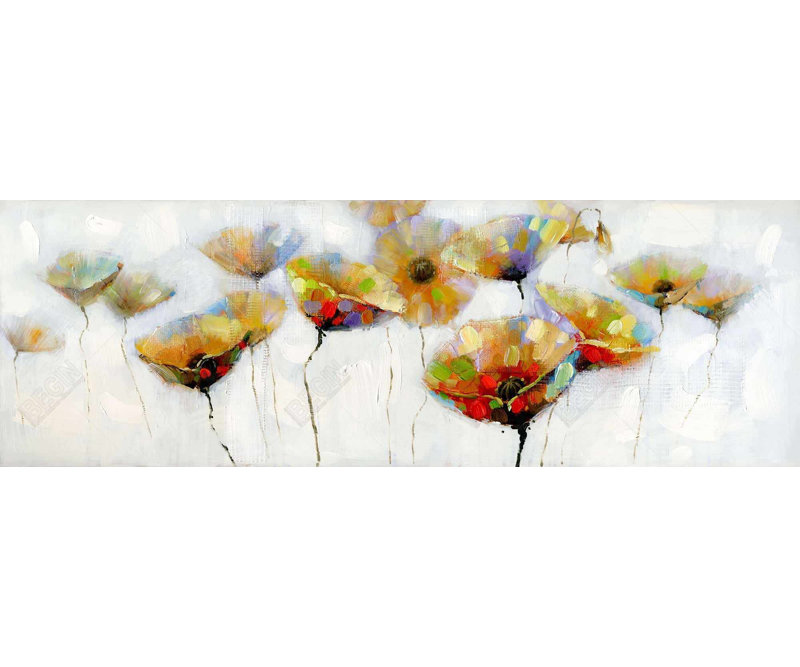 Toile botanique orange | Art encadré de fleurs tachées de couleur, H 49,25 po x l 17,25 po