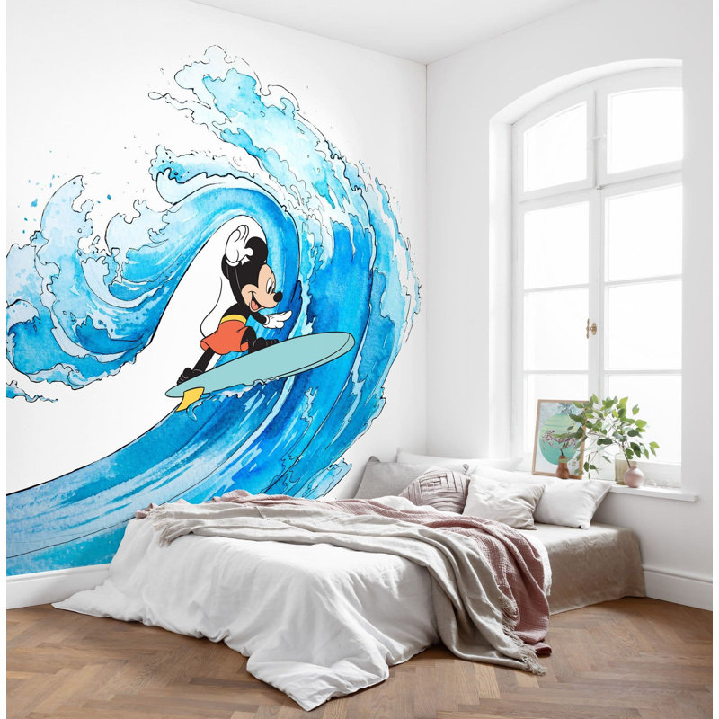 Disney Mickey Mouse Surfing non-woven 9.18cm x 9.84cm Low-Gloss Wallpaper Roll