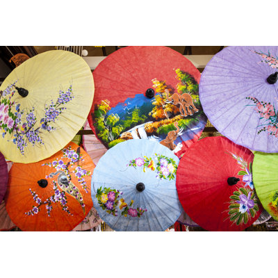 Colourful Umbrellas by Colorful Umbrellas - Wrapped Canvas Print