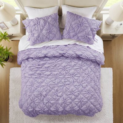 Ensemble de literie confortable en microfibre mauve, conçu pour toutes les saisons