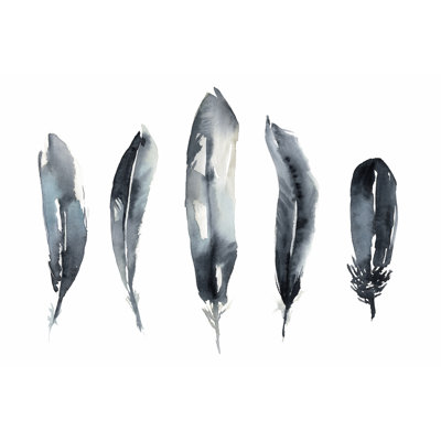 " Indigo Feathers II " by Jennifer Goldberger Painting Print