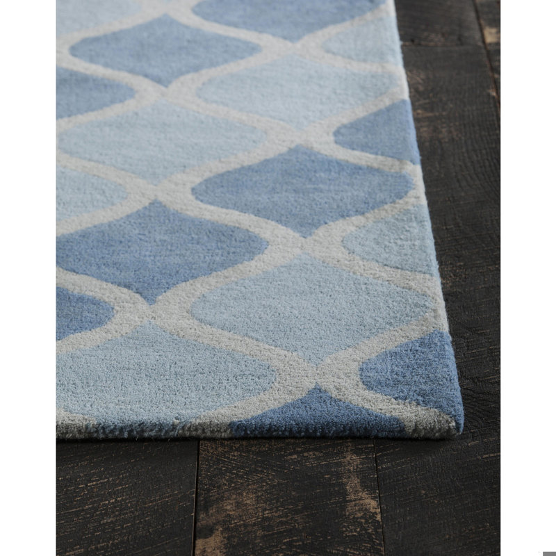 Tapis bleu et crème en laine touffeté à la main Barr Authentic, 5 pi x 7 pi