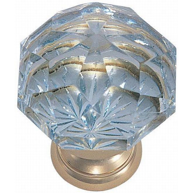 Emtek Diamond Glass Cabinet Knob, Polished Brass, 1.25"