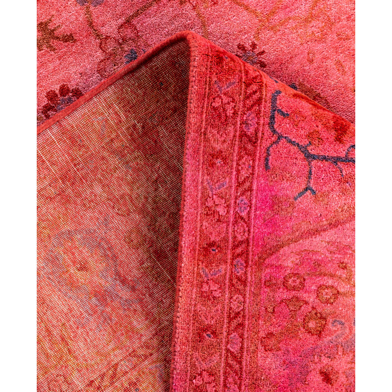 Overdyed Hand-Knotted Wool Modern-Contemporary Pink Area Rug 4' 8" x 6' 9"