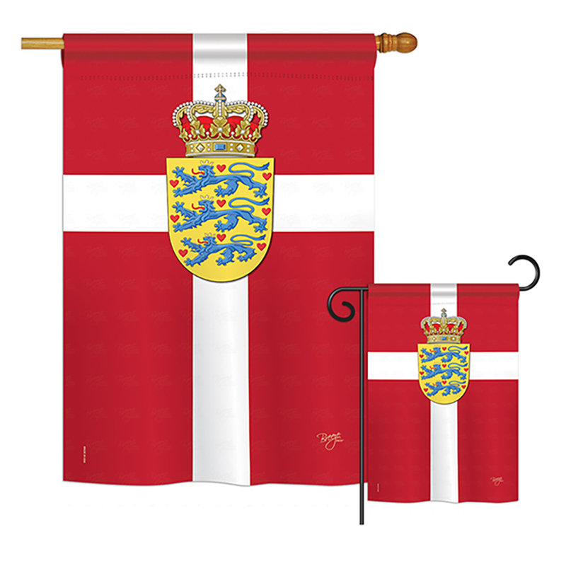 Drapeau vertical décoratif 2 côtés en polyester 2 côtés "denmark of the world"