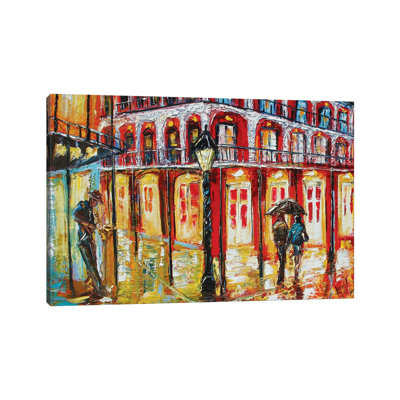 New Orleans French Quarter 1 Piece Wrapped Canvas Painting