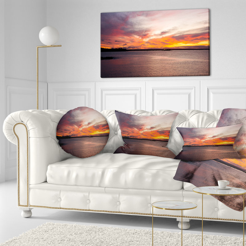 Coussin de mer sky over calme coast, Rectangle 12" x 20"