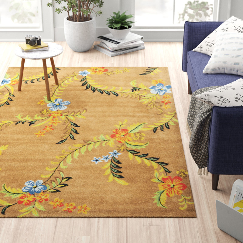 Soho Hand Tufted Wool And Viscose Floral Rug, Rectangle 3'6" x 5'6"