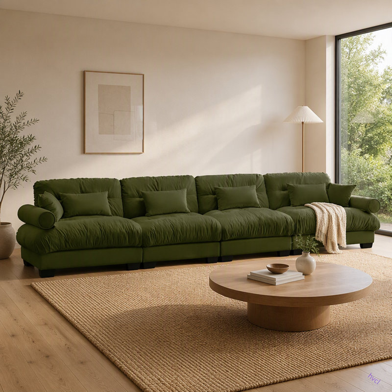 Canapé modulaire en velours surdimensionné Comfort, Velours vert
