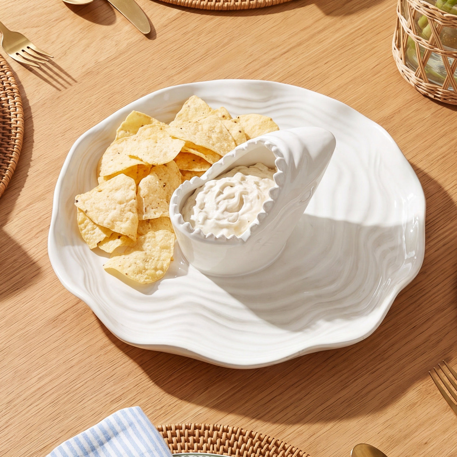 Ceramic Chips and Dip Platter