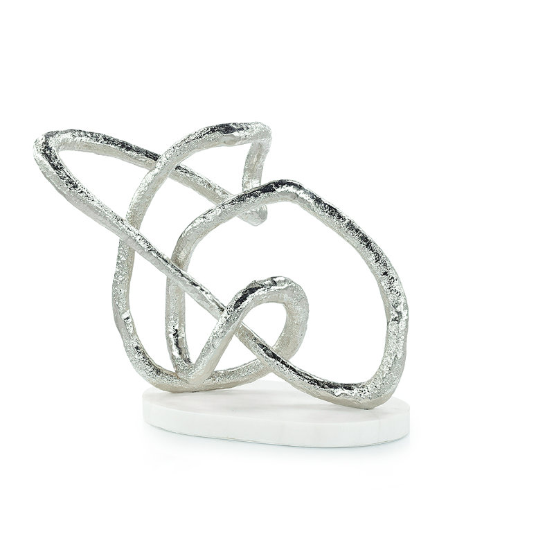 Tangled Sculpture On Marble Base, Silver