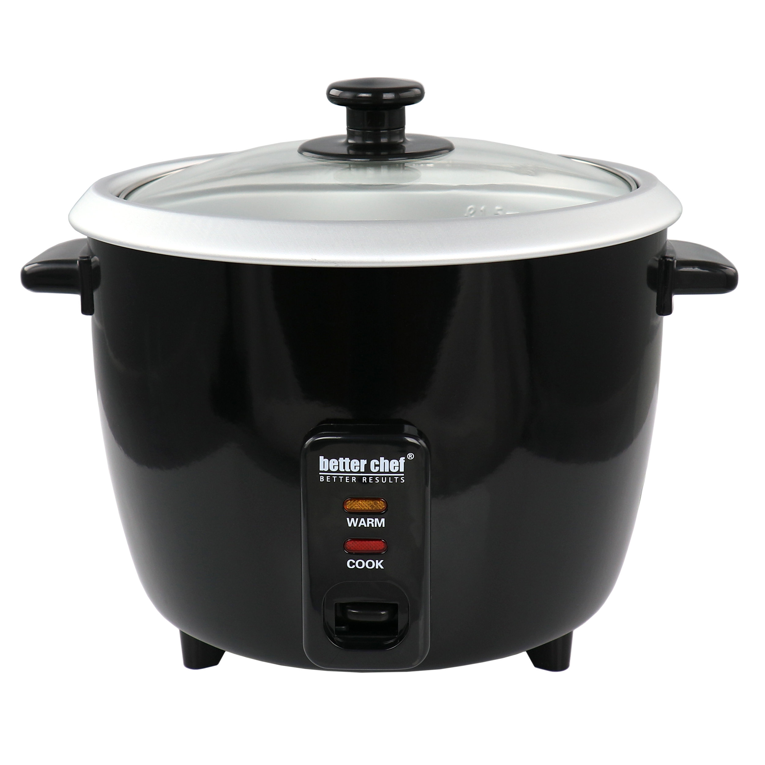 Better Chef 8 Cup Automatic Rice Cooker in Black With Rice Paddle