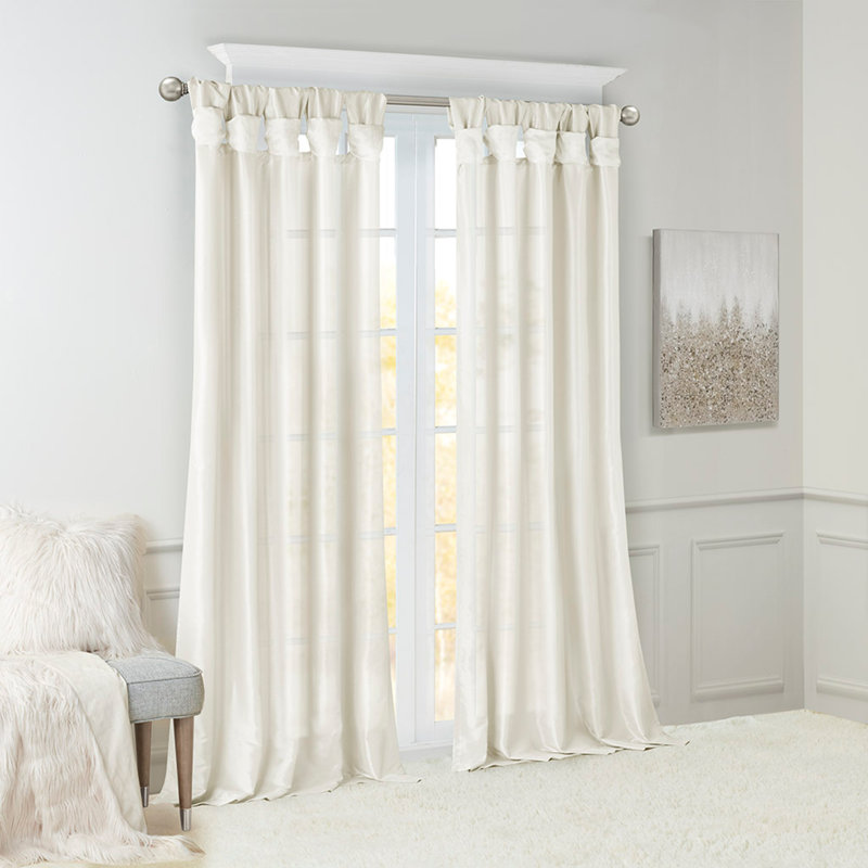 Twist Tab Lined Window Curtain Panel(Only 1 Pc Panel), White, 50" W x 95" L