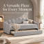 Grey Velvet Upholstered Daybed with Trundle,  Single 90x190cm Sofa Bed, Wooden Slat Support, No Mattress Included, Easy Assembly