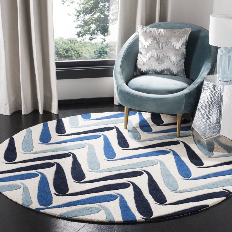 Tapis en laine et en viscose touffeté à la main Deedre, Rond 6 pi