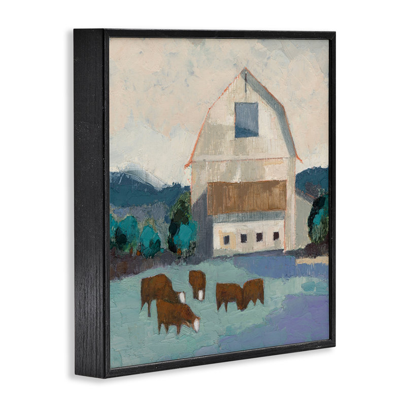 Bétail de basse-cour encadré, estampe numérique par Sue Jachimiec, Giclée encadrée noir minuit, H 17 po x l 17 po