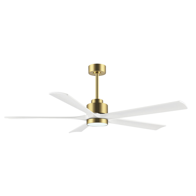 Ventilateur de plafond à DEL 5 pales Bascio, Doré, Blanc, H 20,5 po x l 60 po x P 60 po