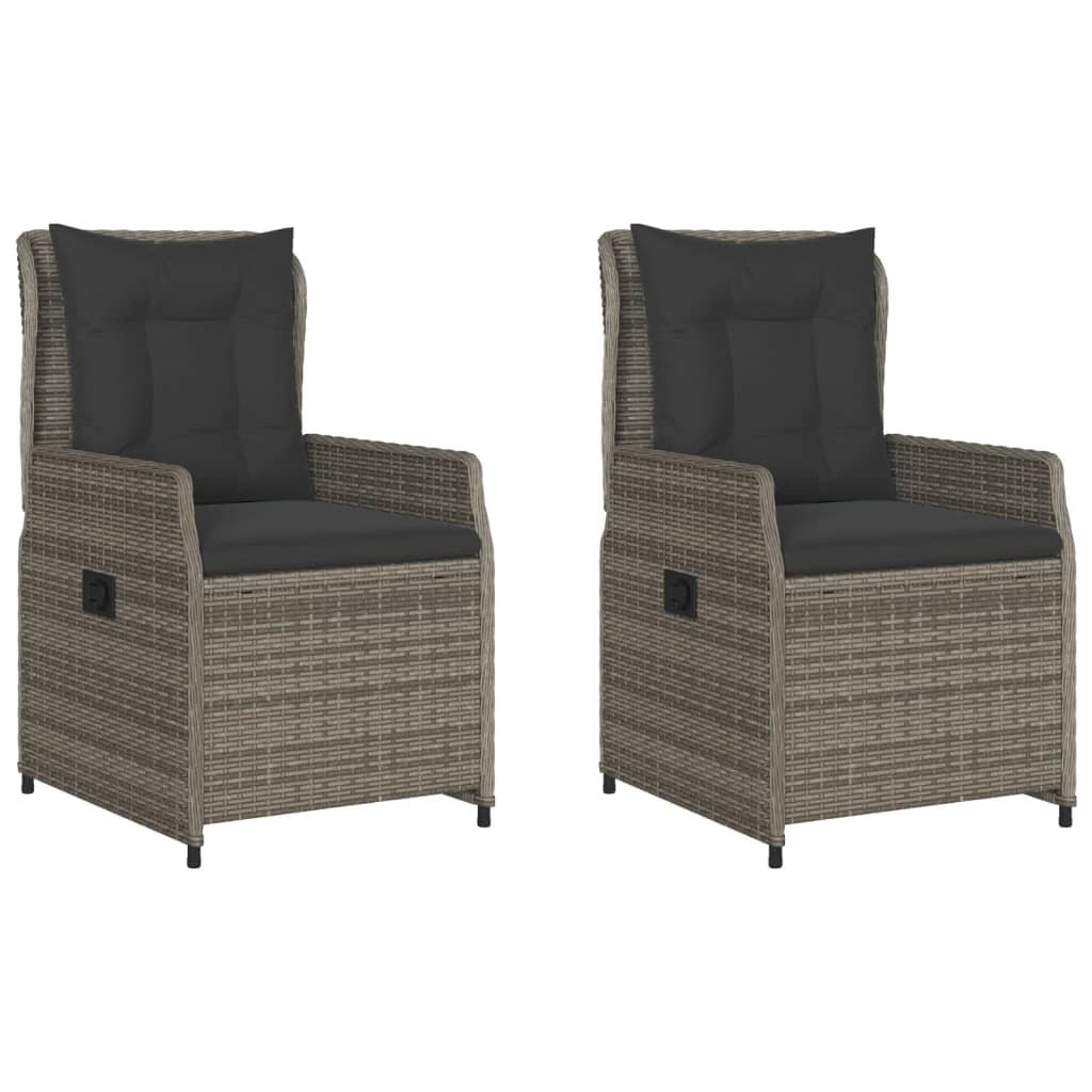 Latitude Run® Reclining Patio Chairs 2 Pcs Grey Poly Rattan - Wayfair ...