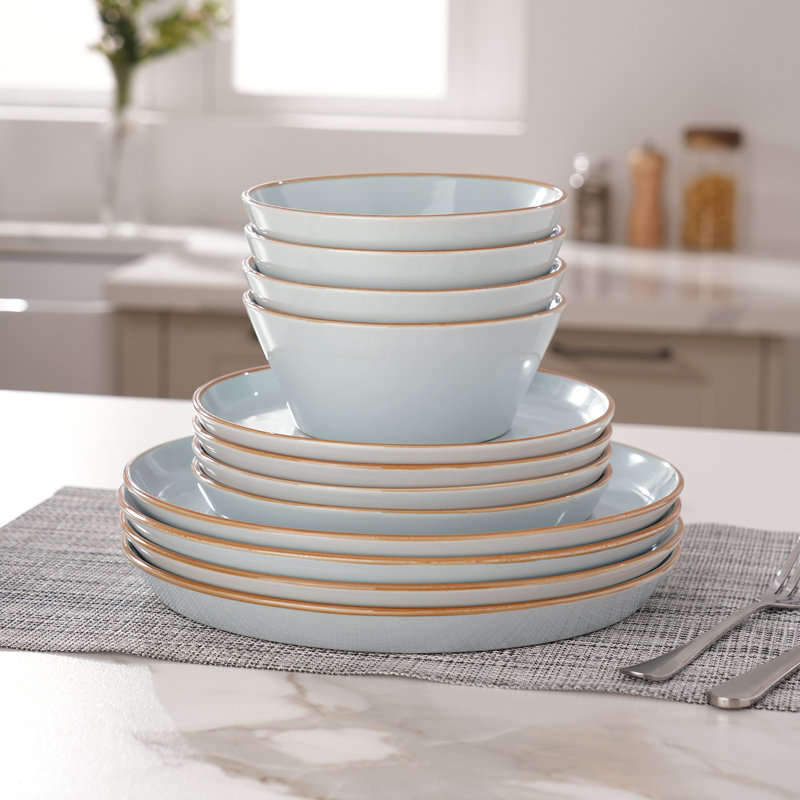 Ensemble de vaisselle et assiettes 12 pièces Saturn, Bleu clair