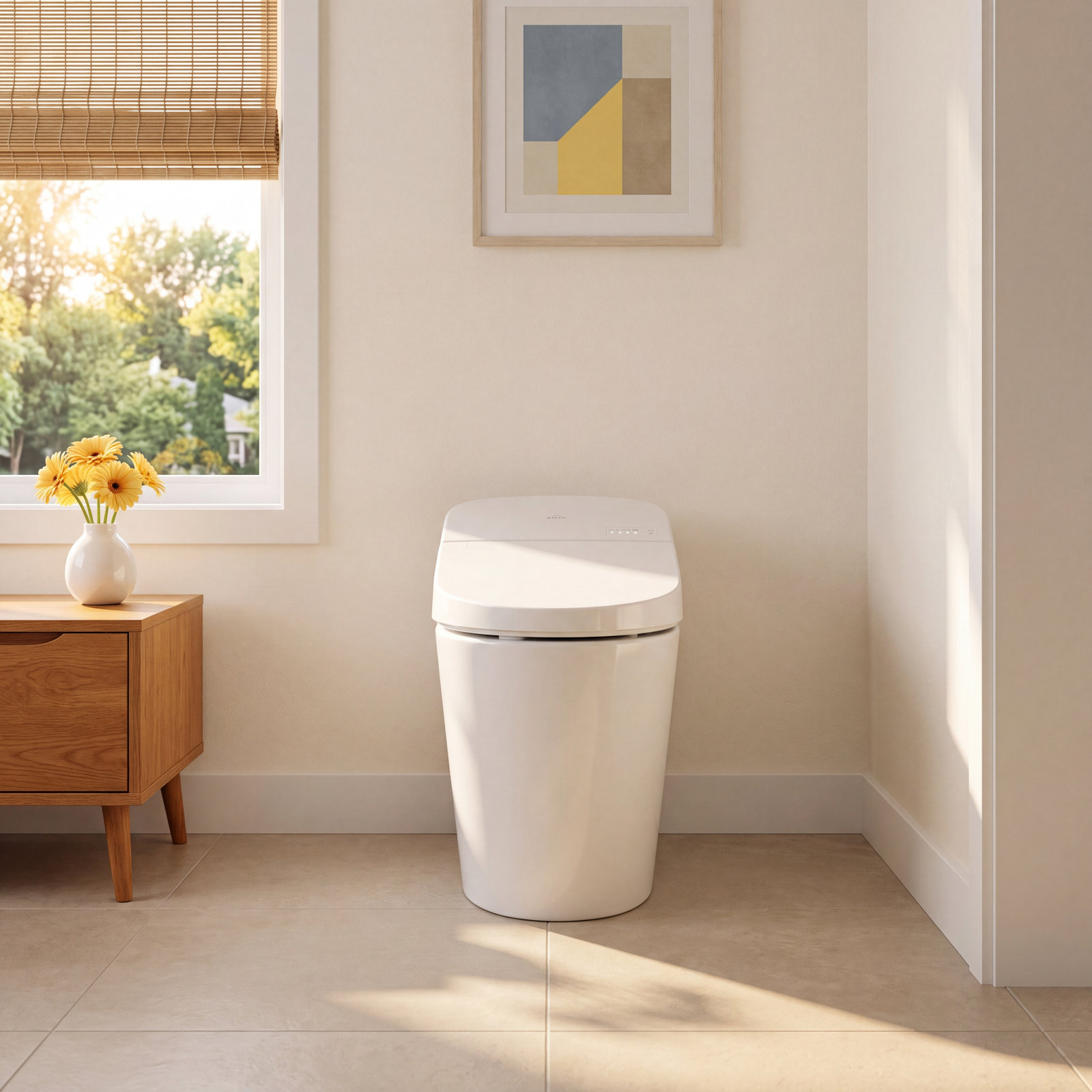 Washlet® High-Efficiency Dual-Flush Bidet Toilet, Cotton