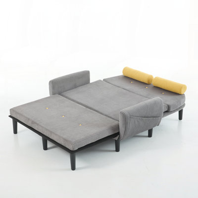 Corduroy Loveseat Sofa with Storage USB Charger and Adjustable Recliner for Living Room by George Oliver
