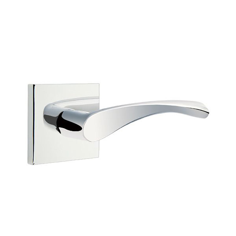 Triton Wave/Drop Passage (Hall & Closet) Door Lever with Square Rosette, Bright Chrome, Left